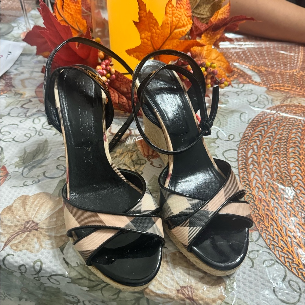 Burberry leather plaid print espadrilles